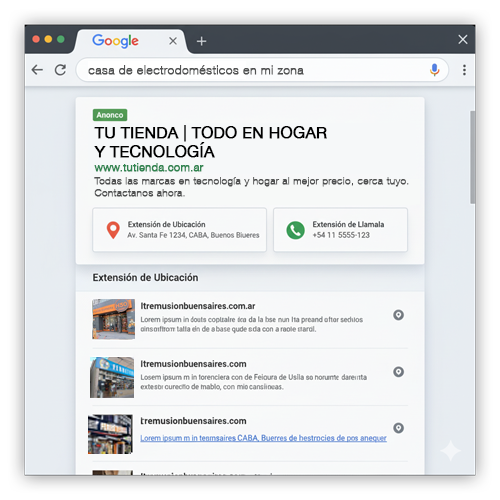 Ejemplo anuncio de Google Search Ad en el buscador.