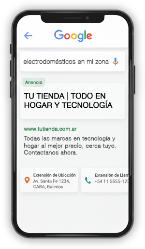 Ejemplo anuncio de Google Search Ad para móbiles.