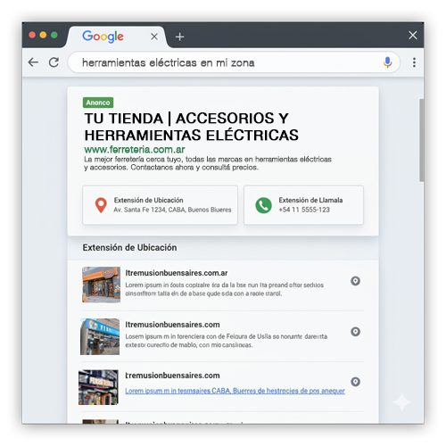 Ejemplo anuncio de Google Search Ad en el buscador.