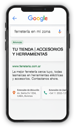 Ejemplo anuncio de Google Search Ad para móbiles.