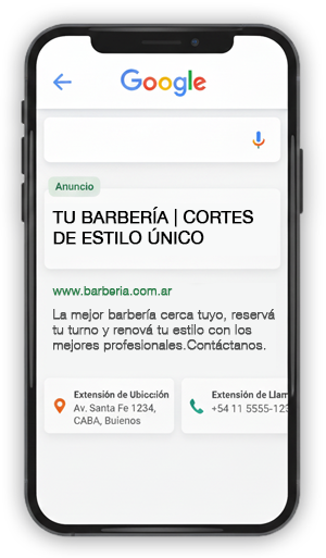 Ejemplo anuncio de Google Search Ad para móbiles.